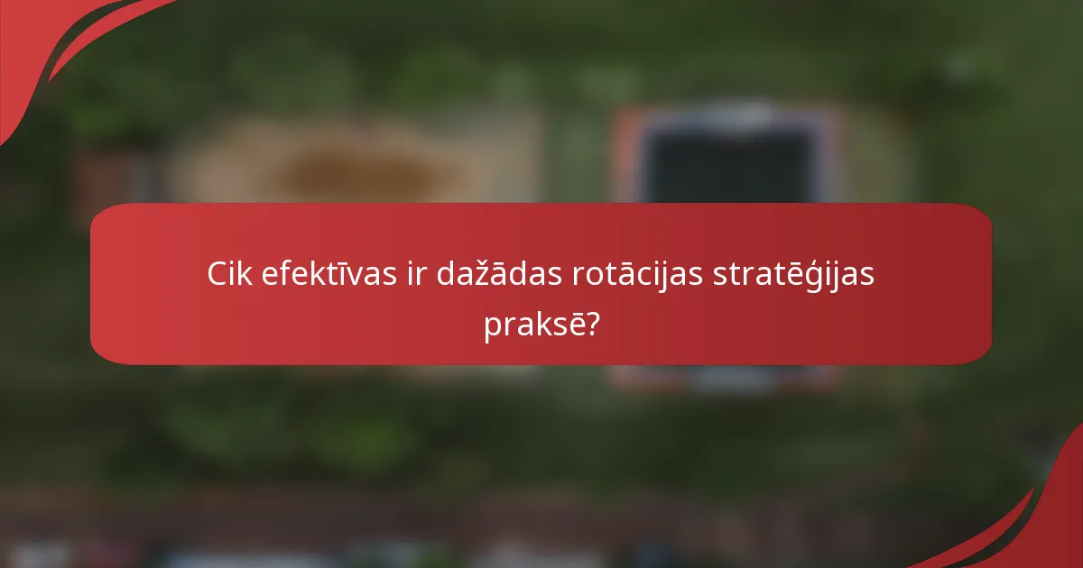 Cik efektīvas ir dažādas rotācijas stratēģijas praksē?