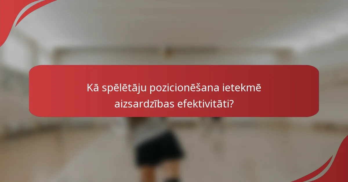 Kā spēlētāju pozicionēšana ietekmē aizsardzības efektivitāti?