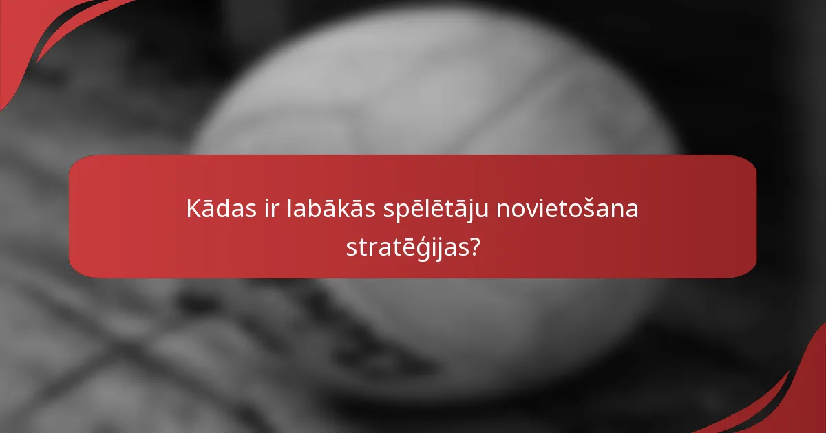 Kādas ir labākās spēlētāju novietošana stratēģijas?