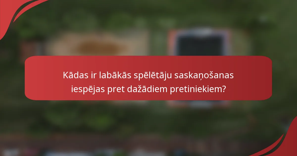Kādas ir labākās spēlētāju saskaņošanas iespējas pret dažādiem pretiniekiem?