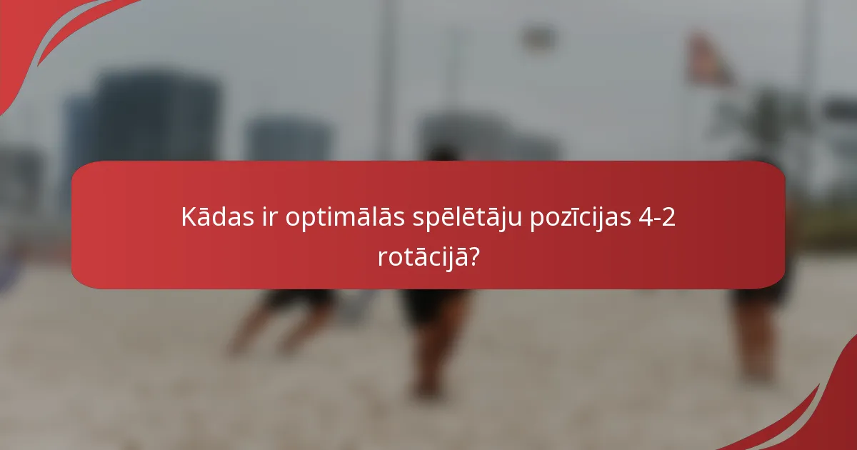 Kādas ir optimālās spēlētāju pozīcijas 4-2 rotācijā?