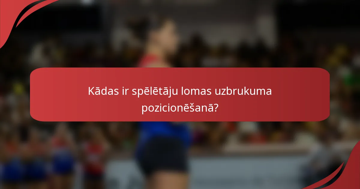 Kādas ir spēlētāju lomas uzbrukuma pozicionēšanā?