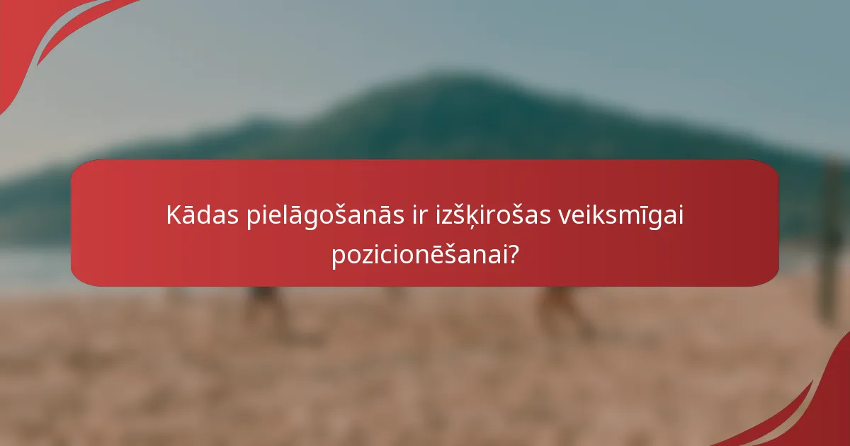 Kādas pielāgošanās ir izšķirošas veiksmīgai pozicionēšanai?