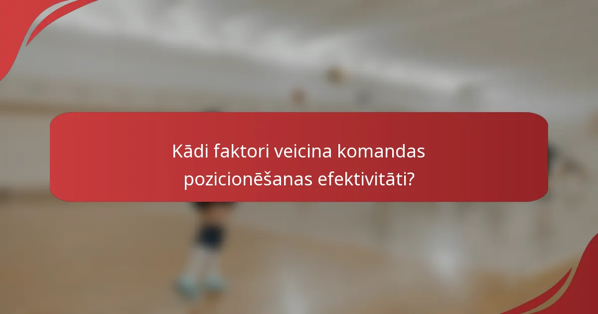Kādi faktori veicina komandas pozicionēšanas efektivitāti?