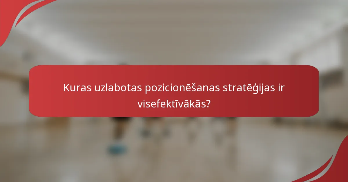 Kuras uzlabotas pozicionēšanas stratēģijas ir visefektīvākās?